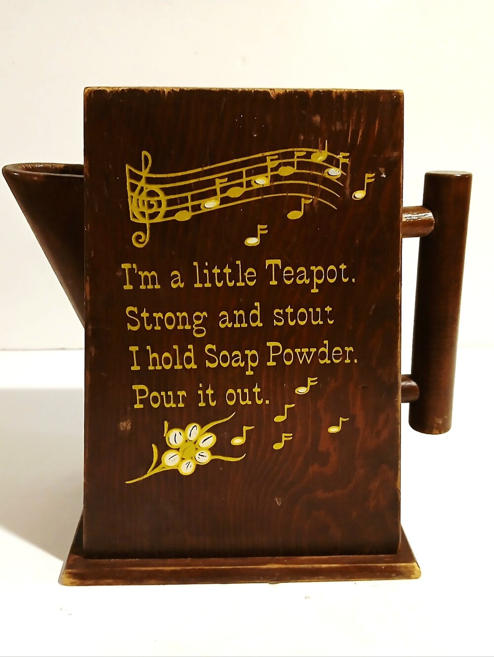 Vintafe Wooden Teapot Soap Powder Holder - Brown